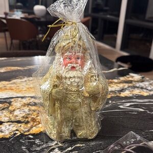 Two's Company Gold and Cream Santa Candle